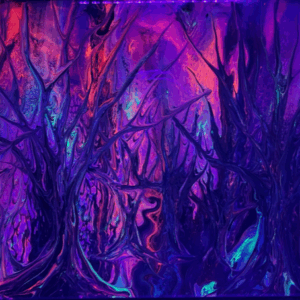 "Myrkwood Aflame" Abstract Art of Canvas