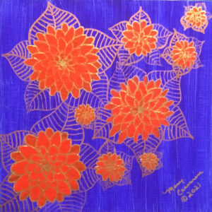 Golden Ember Dahlias [Canvas Board]